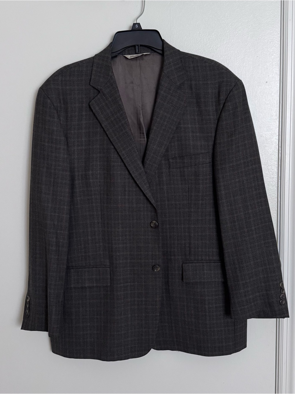Pronto Uomo Charcoal Checkered Suit Jacket, L 🦋